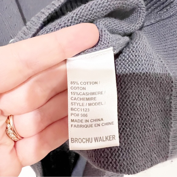 Brochu Walker The Horne Button Back Cashmere Blend Cardigan in Smoke Grey - Picture 10 of 12